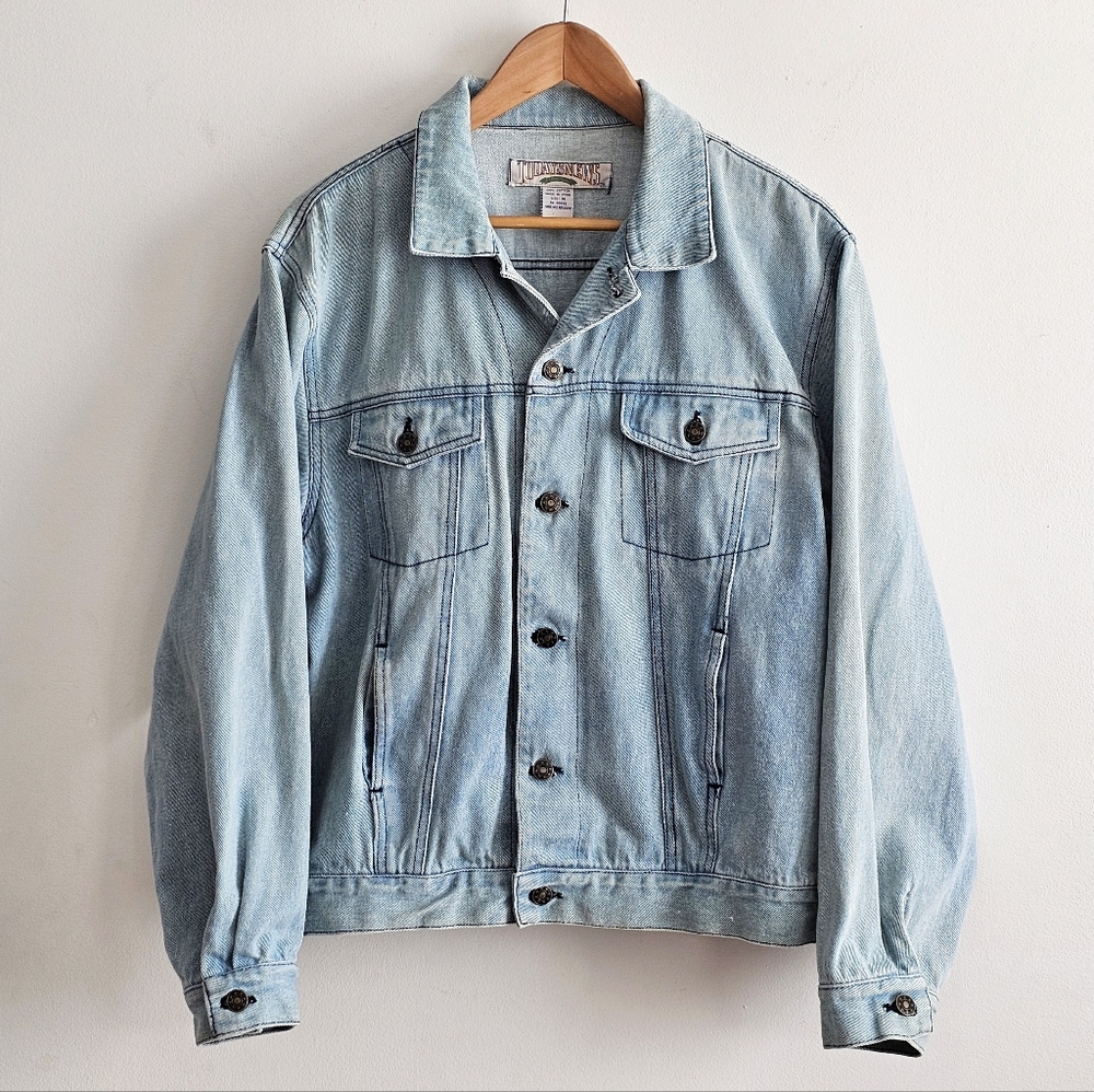 Vintage Western Sequin Coyote Moon Art Denim Jacket Desert Cactus Statement M - Picture 4 of 16
